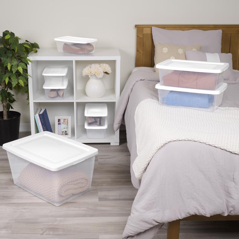 Sterilite 6 qt Clear Storage Box 4.625 in. H X 8.0 in. W X 13.875 in. D Stackable - Case of 18