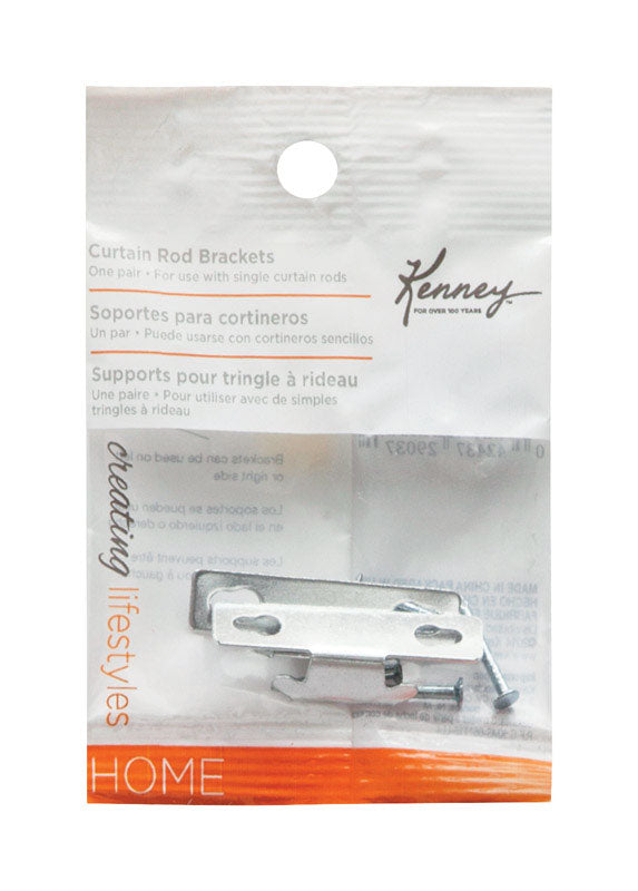 Kenney Silver Traditional/Transitional Curtain Rod Bracket 4 in. L