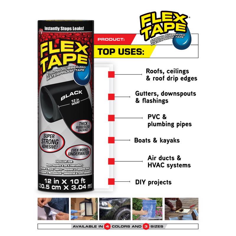 Flex Seal Family of Products Flex Tape 4 in. W X 5 ft. L Black Waterproof Repair Tape