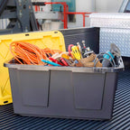 Greenmade 27 gal Black/Yellow Snap Lock Storage Box 14.7 in. H X 20.4 in. W X 30.4 in. D Stackable