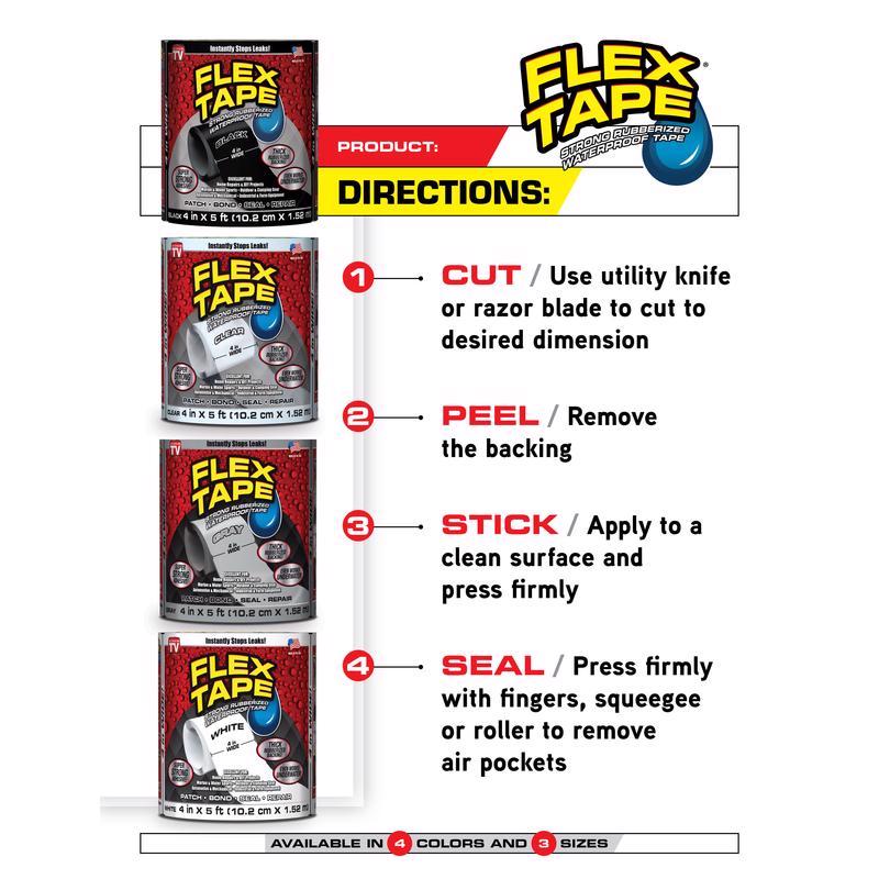 Flex Seal Family of Products Flex Tape 4 in. W X 5 ft. L Clear Waterproof Repair Tape