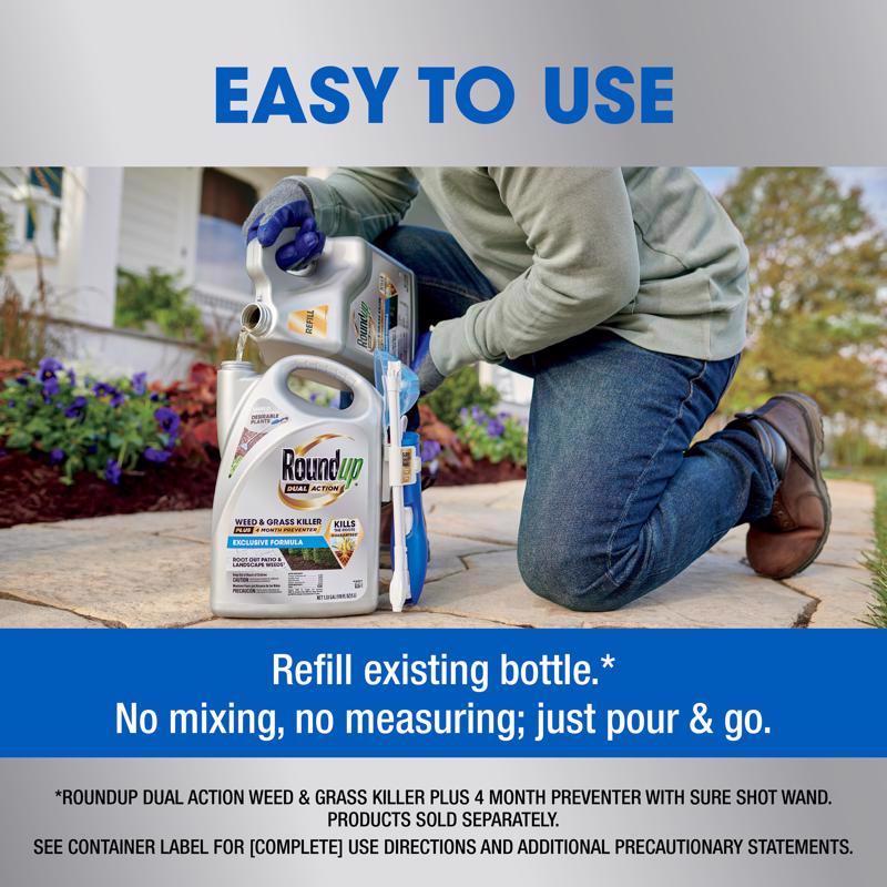 Roundup Dual Action Weed and Grass Killer RTU Liquid 1.25 gal - Case of 4