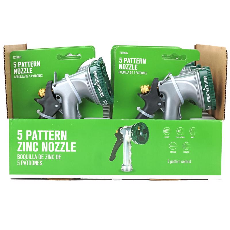Home Plus 5 Pattern Adjustable Multi-Pattern Metal Hose Nozzle - Case of 10