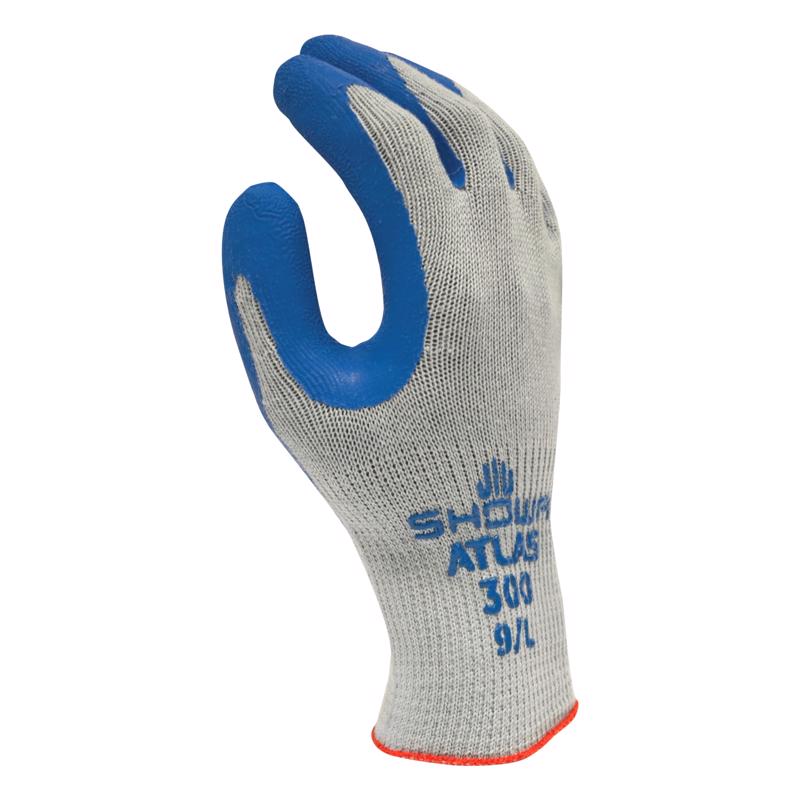 SHOWA ATLAS 300 Unisex Indoor/Outdoor Coated Work Gloves Blue/Gray M 1 pair - Case of 12