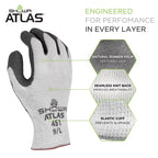 SHOWA ATLAS 451 Unisex Indoor/Outdoor Cold Weather Work Gloves Gray XL 1 pair