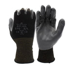 SHOWA ATLAS 370B Unisex Indoor/Outdoor Dipped Work Gloves Black/Gray M 1 pair