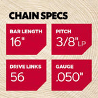 Oregon AdvanceCut S56 16 in. Chainsaw Chain 56 links