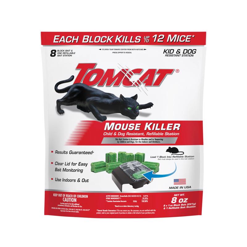 Tomcat Bait Station and Bait Blocks For Mice 8 oz 1 pk - Case of 4