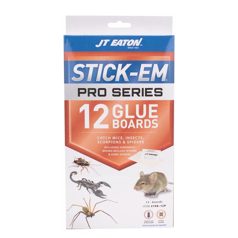 JT Eaton Stick-Em Pro Series Small Glue Board Trap For Insects/Mice/Spiders 12 pk - Case of 12