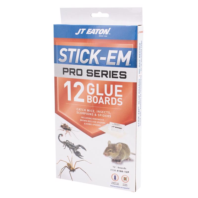 JT Eaton Stick-Em Pro Series Small Glue Board Trap For Insects/Mice/Spiders 12 pk - Case of 12