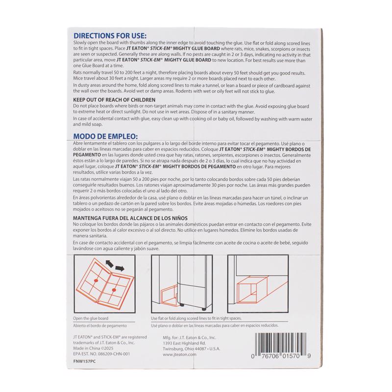 JT Eaton Stick-Em Pro Series Small Glue Board Trap For Insects/Rodents/Snakes 1 pk