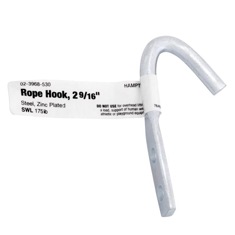 Hampton Small Zinc-Plated Silver Steel 2.5625 in. L Rope Binding Hook 175 lb 1 pk - Case of 10