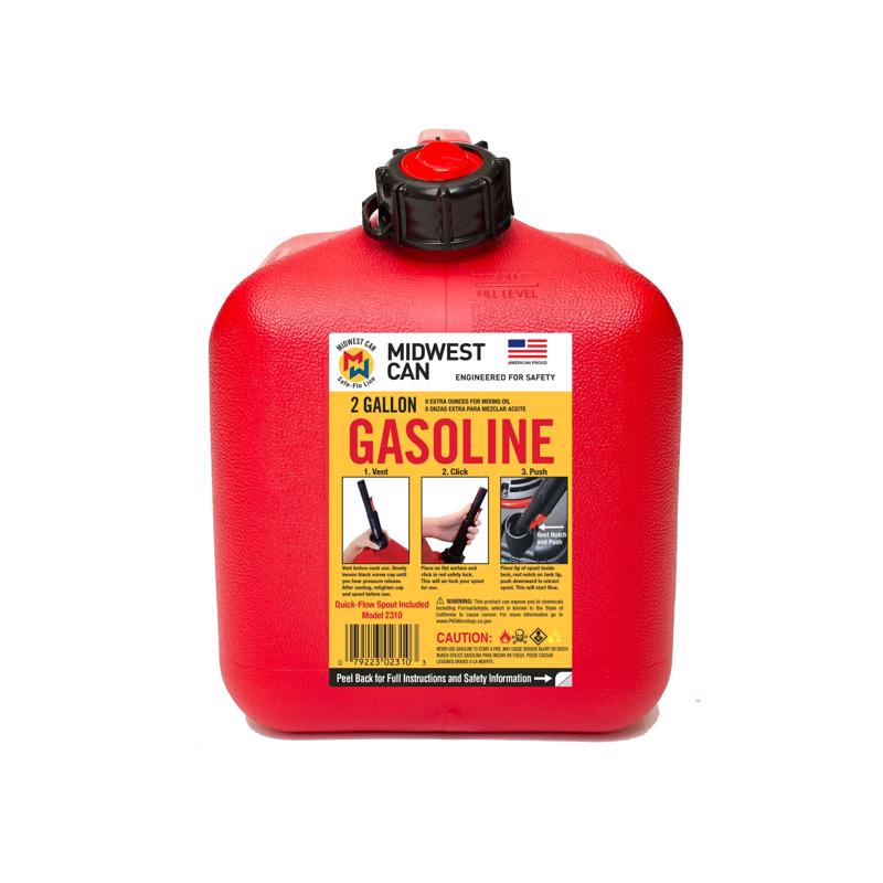 Midwest Can Quick Flow Spout HDPE Gas Can 2 gal - Case of 6