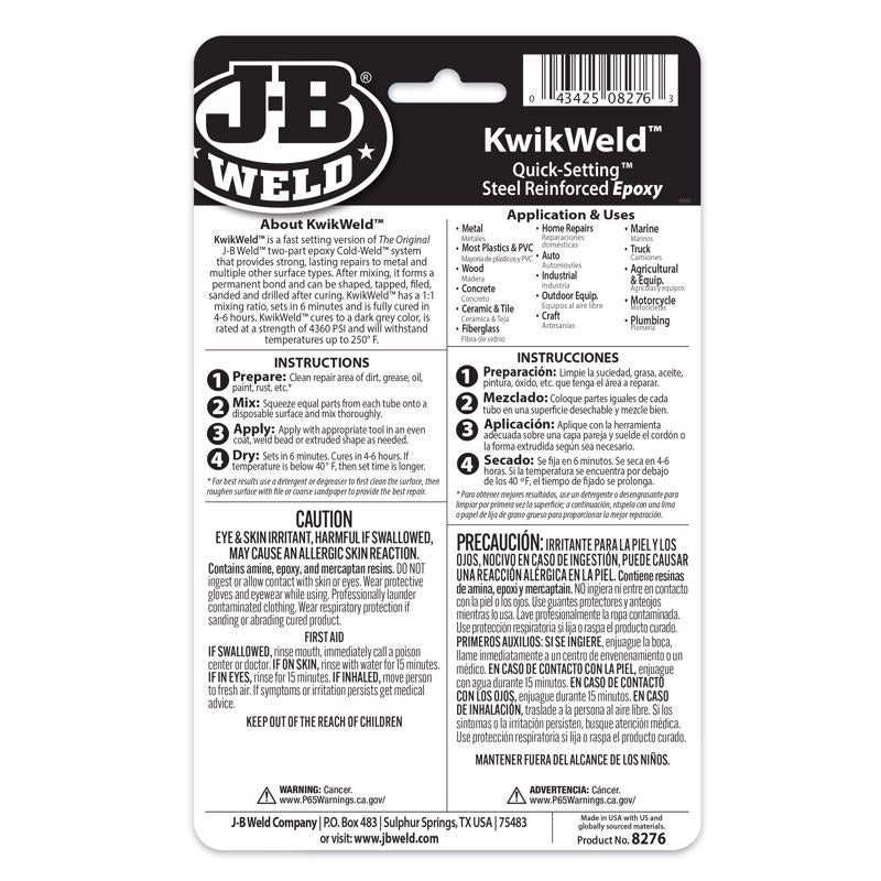 J-B Weld KwikWeld High Strength Automotive Epoxy Paste 2 oz - Case of 6