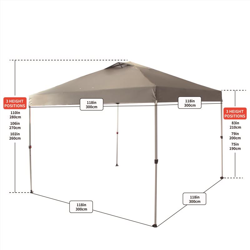 Crown Shade One Touch 150D Polyester Regal 100 Canopy 9.2 ft. H X 9.11 ft. W X 9.11 ft. L