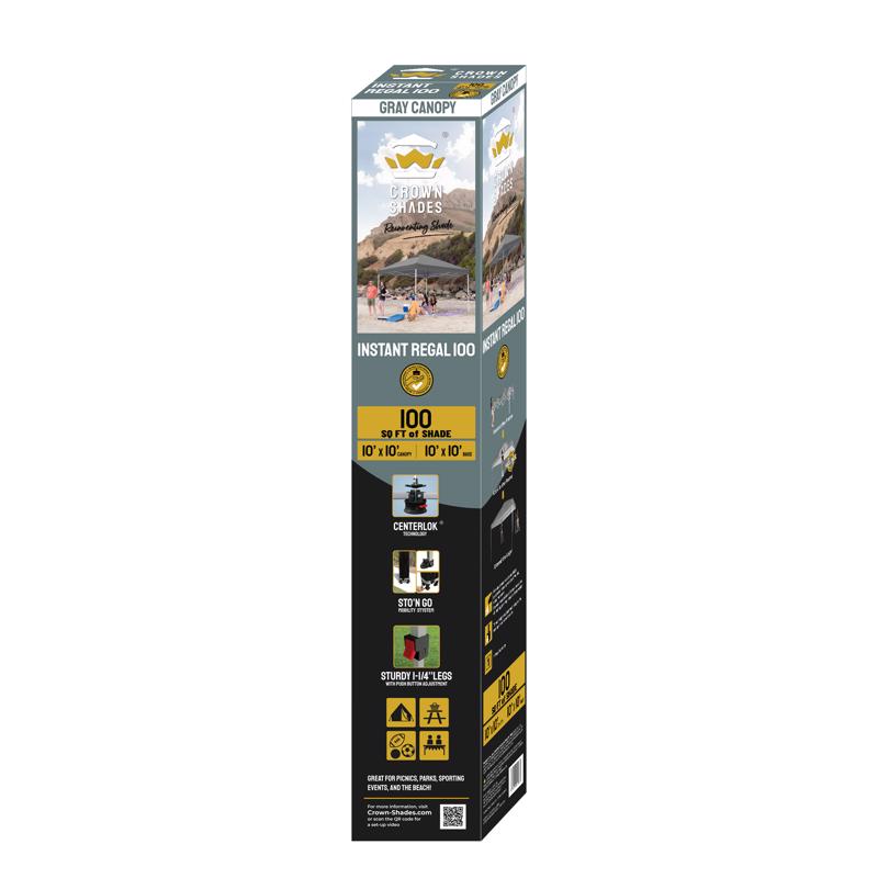 Crown Shade One Touch 150D Polyester Regal 100 Canopy 9.2 ft. H X 9.11 ft. W X 9.11 ft. L