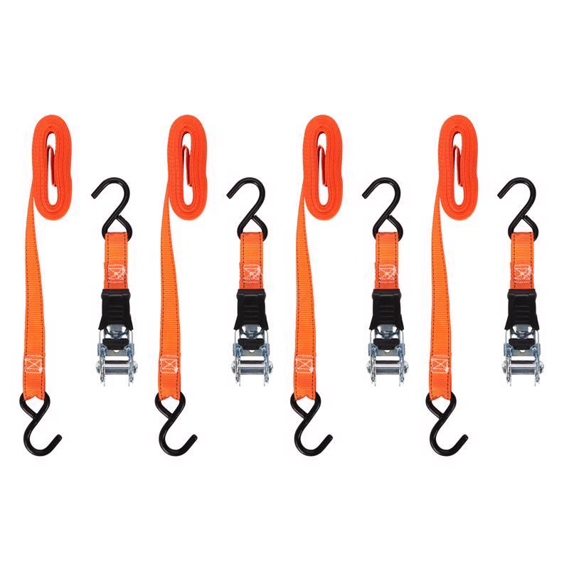 Keeper 1 in. W X 14 ft. L Orange Tie Down w/Ratchet 400 lb 4 pk - Case of 6