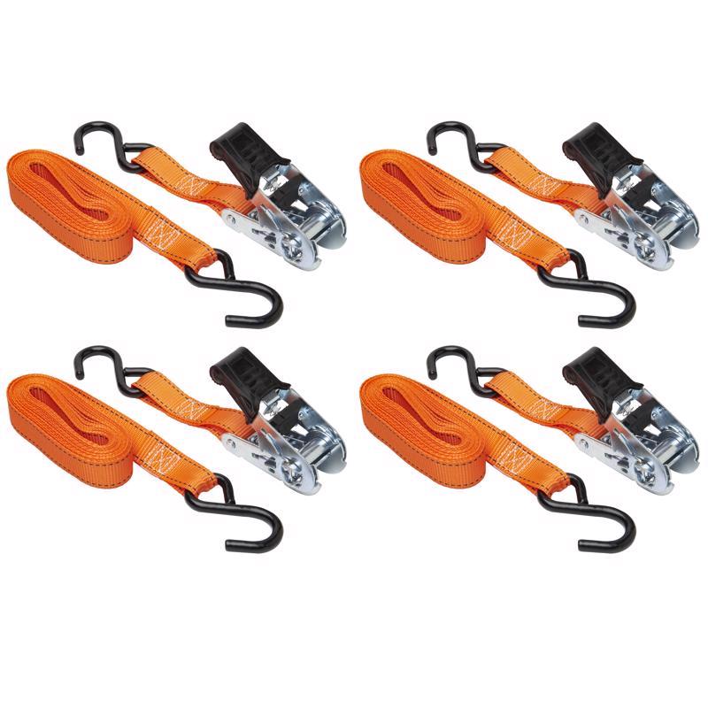 Keeper 1 in. W X 14 ft. L Orange Tie Down w/Ratchet 400 lb 4 pk - Case of 6