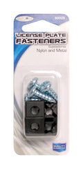 Custom Accessories Black/Silver Metal/Nylon License Plate Fasteners - Case of 12