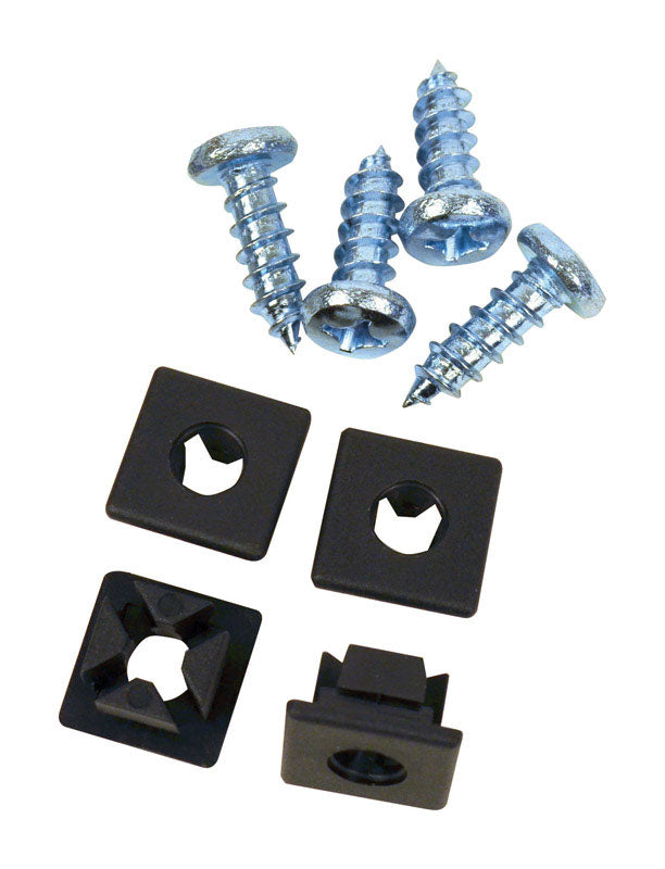 Custom Accessories Black/Silver Metal/Nylon License Plate Fasteners - Case of 12