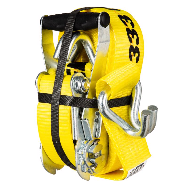 Keeper 2 in. W X 27 ft. L Yellow Tie Down w/Ratchet 3333 lb 1 pk