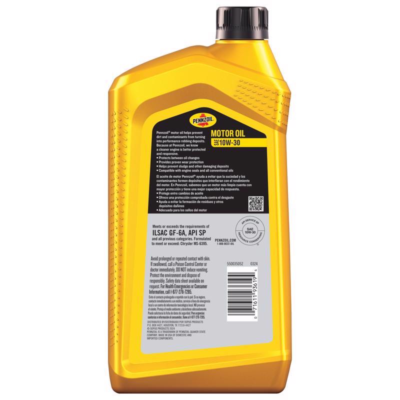 Pennzoil 10W-30 4-Cycle Conventional Motor Oil 1 qt 1 pk - Case of 6