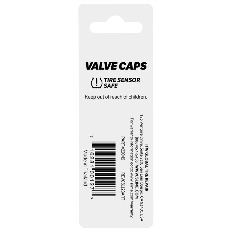 Slime Plastic Tire Valve Caps Black