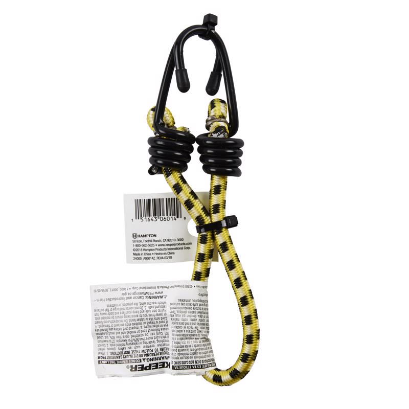 Keeper Yellow Bungee Cord 13 in. L X 0.315 in. 1 pk - Case of 10
