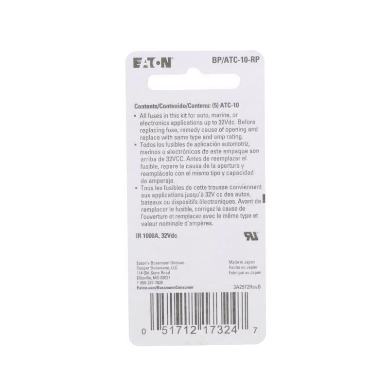 Bussmann 10 amps ATC Red Blade Fuse 5 pk - Case of 5