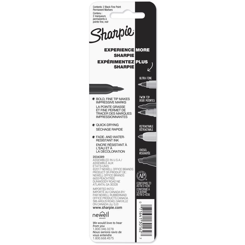 Sharpie Black Fine Tip Permanent Marker 2 pk