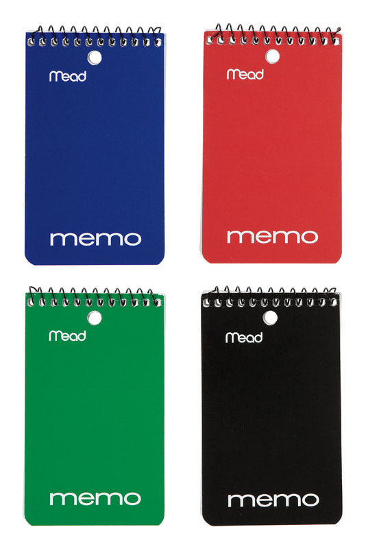 Mead 3 in. W X 5 in. L Wide Ruled Spiral Assorted Memo Book - Case of 12